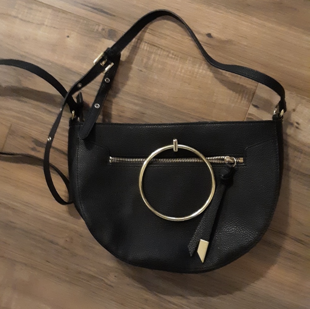 Foley + Corinna Limelight Crescent Black Crossbody Bag.